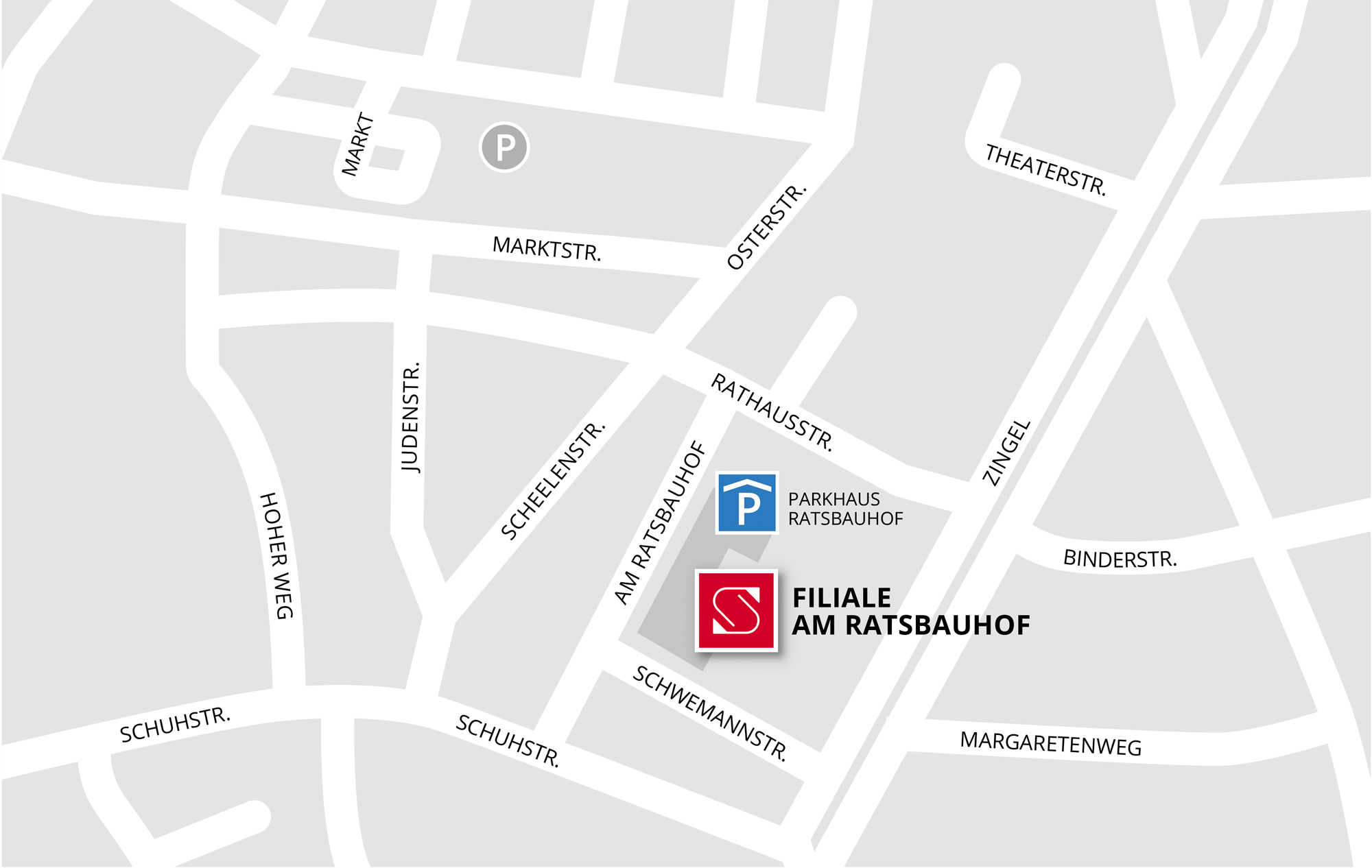 Eine Karte mit eingezeichnetem Standort der Salzer Apotheke am Ratsbauhof